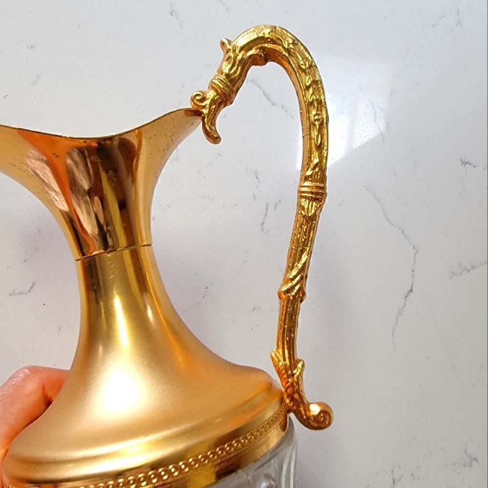 Rare Textured Italy Brass-Tone Pitcher 12" - Picture 3 of 9
